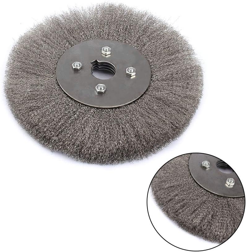 Stainless steel 0.15mm Crimped Wire Wheel Brush 8" Diameter x 1" Hole Diameter For Metal Derusting Polishing Power Tool