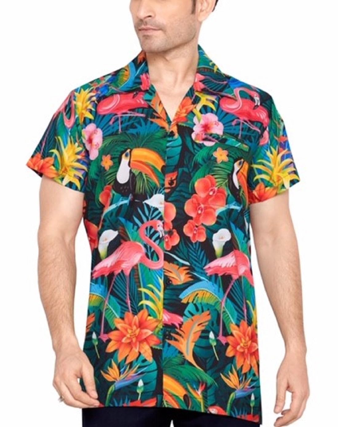 CLUB CUBANA Camisa Hawaiana Floral Informal De Manga Corta Clásica Ajustada para Hombre