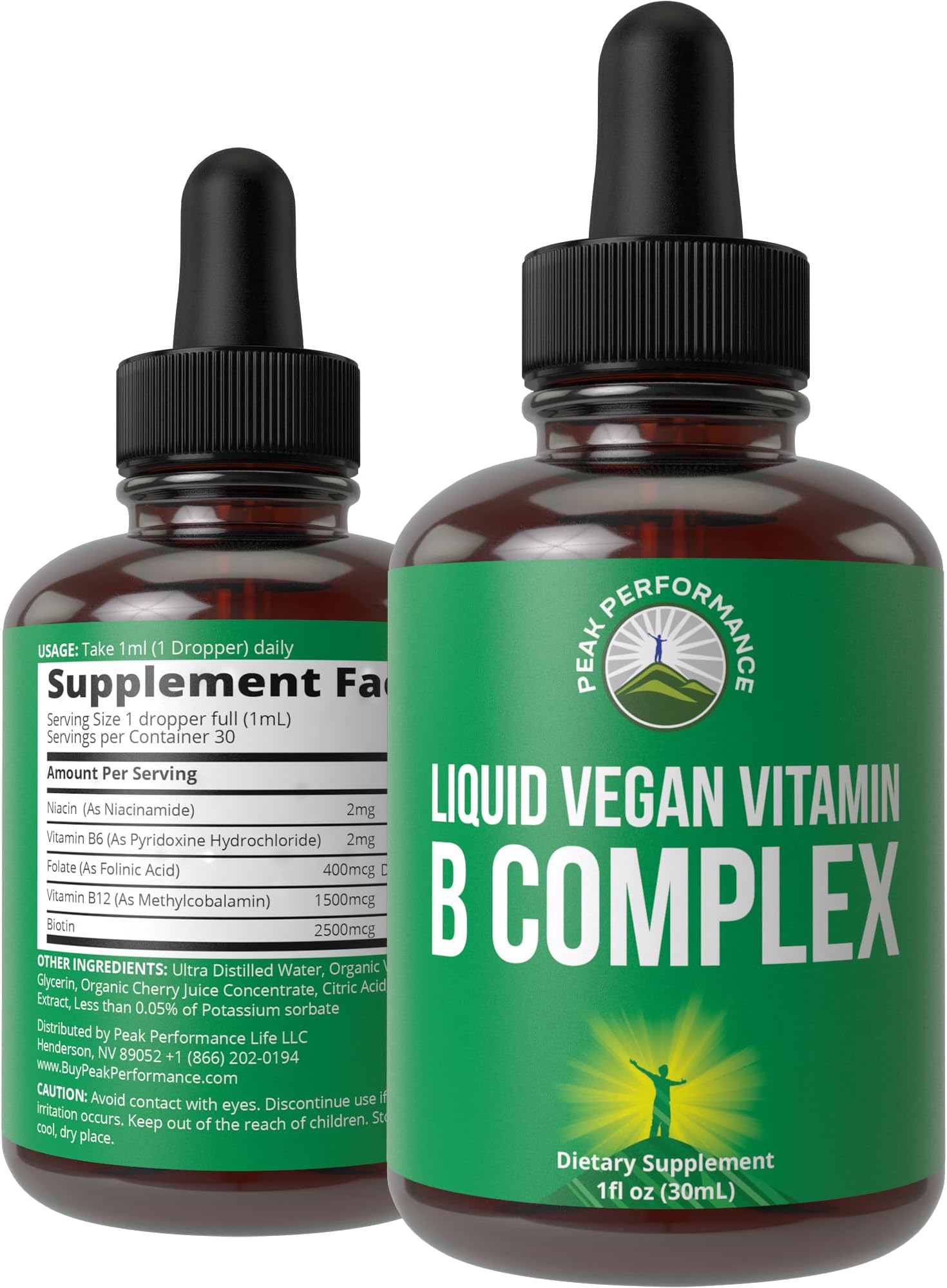 B Complex Liquid Drops Vegan Supplement. Best 5 B Vitamins with B3 Niacin, B6, B7 Biotin, B9 Folate, Methylcobalamin B12. B-Complex for Hair, Skin Nails, Energy. for Adults, Men, Women
