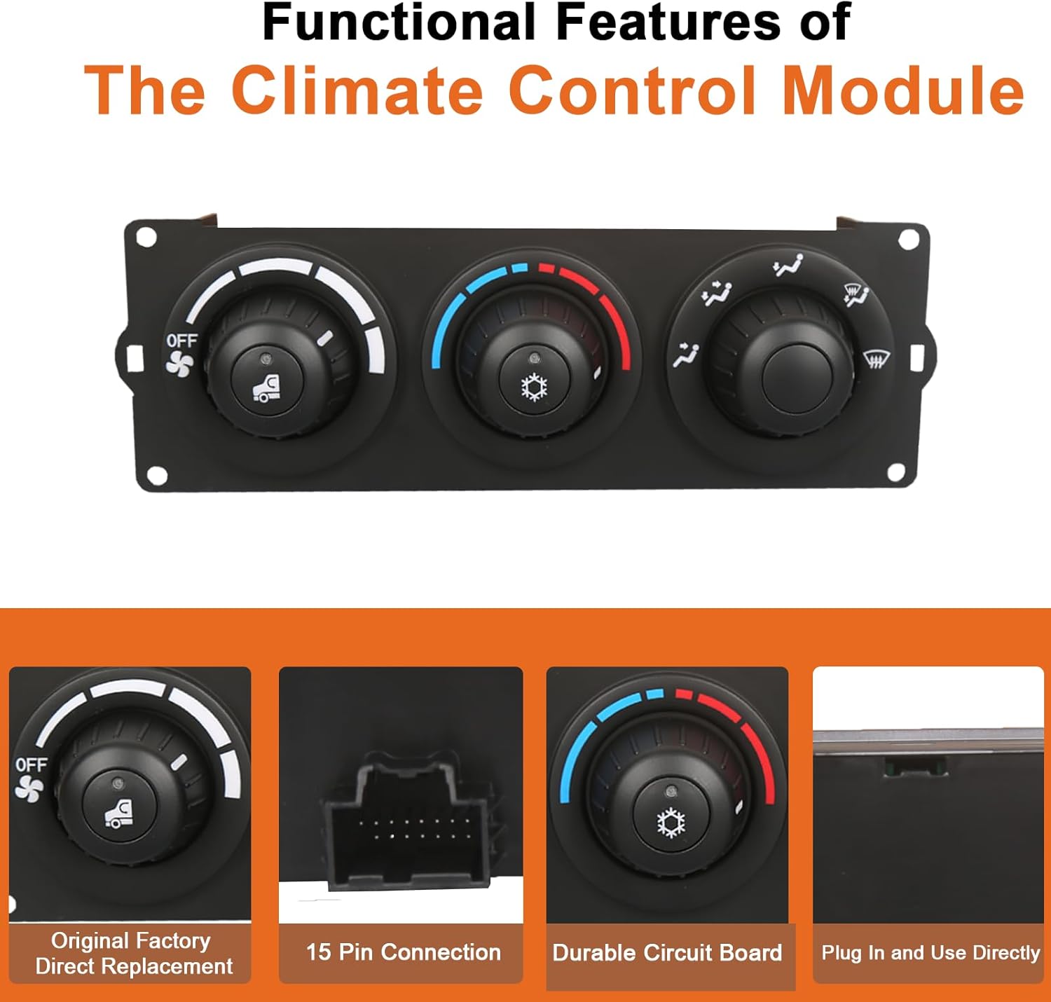 F21-1013-21-000 Climate Control Module Fit for Kenworth Truck T600 T660 T800 W900 2006-2025 HVAC AC Heater Climate Control Panel Fit for Kenworth Paccar Front Cab Only, Not for Sleeper F21101221000