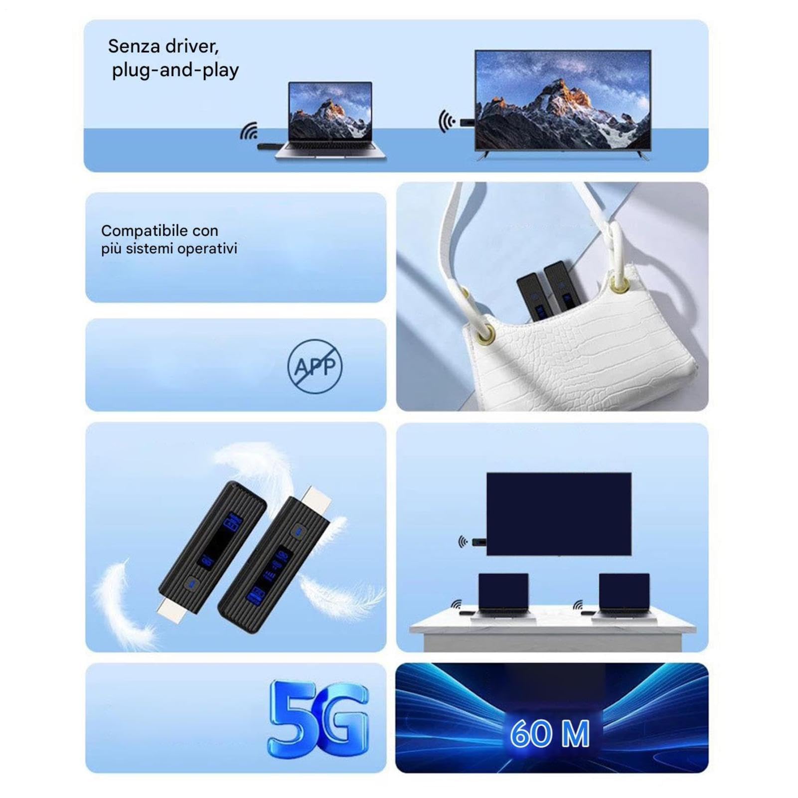 Trasmettitore e Ricevitore Video Senza Fili Dispositivo Streaming Video | Di Trasmissione Universale Per Elettronica Computer Monitor