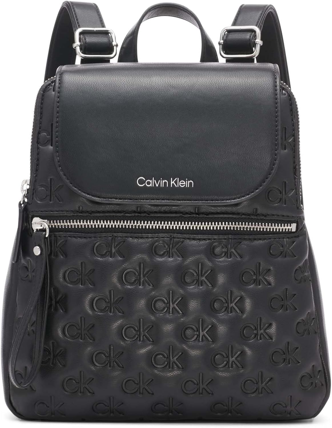 Calvin Klein Reyna Signature Key Item Flap Backpack, Black