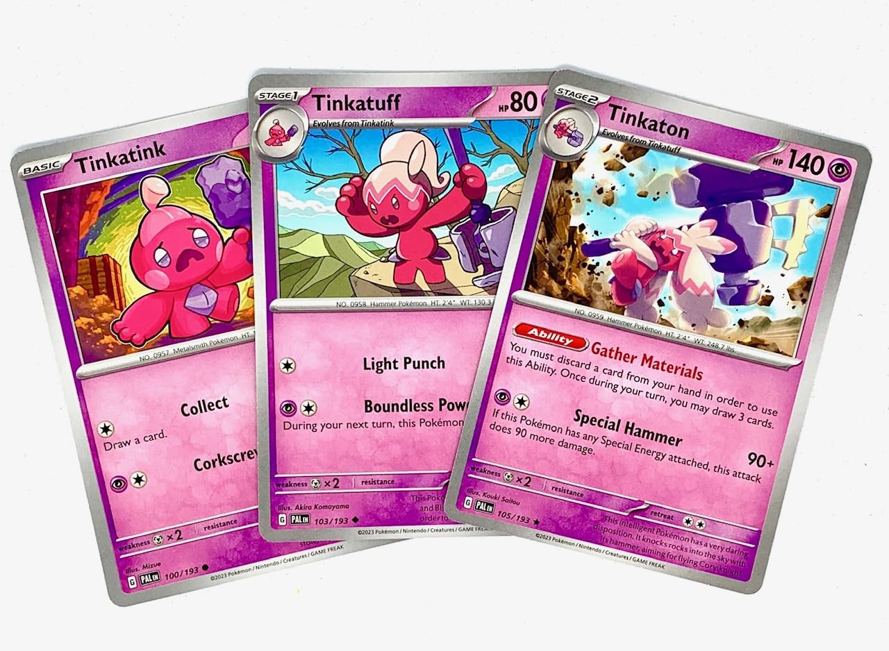 Amazon.com: Tinkatink Tinkatuff Tinkaton- Paldea Evolved - Non Holo Build &  Battle - Pokemon Card Set - 3 Card Lot