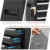 Vista 6 de Portable Metal Tool Box with Drawers, Latches Tool Box with EVC Liners, Heavy Duty Tool Chest with Powder Coating for Garage, Office and Home (Black)