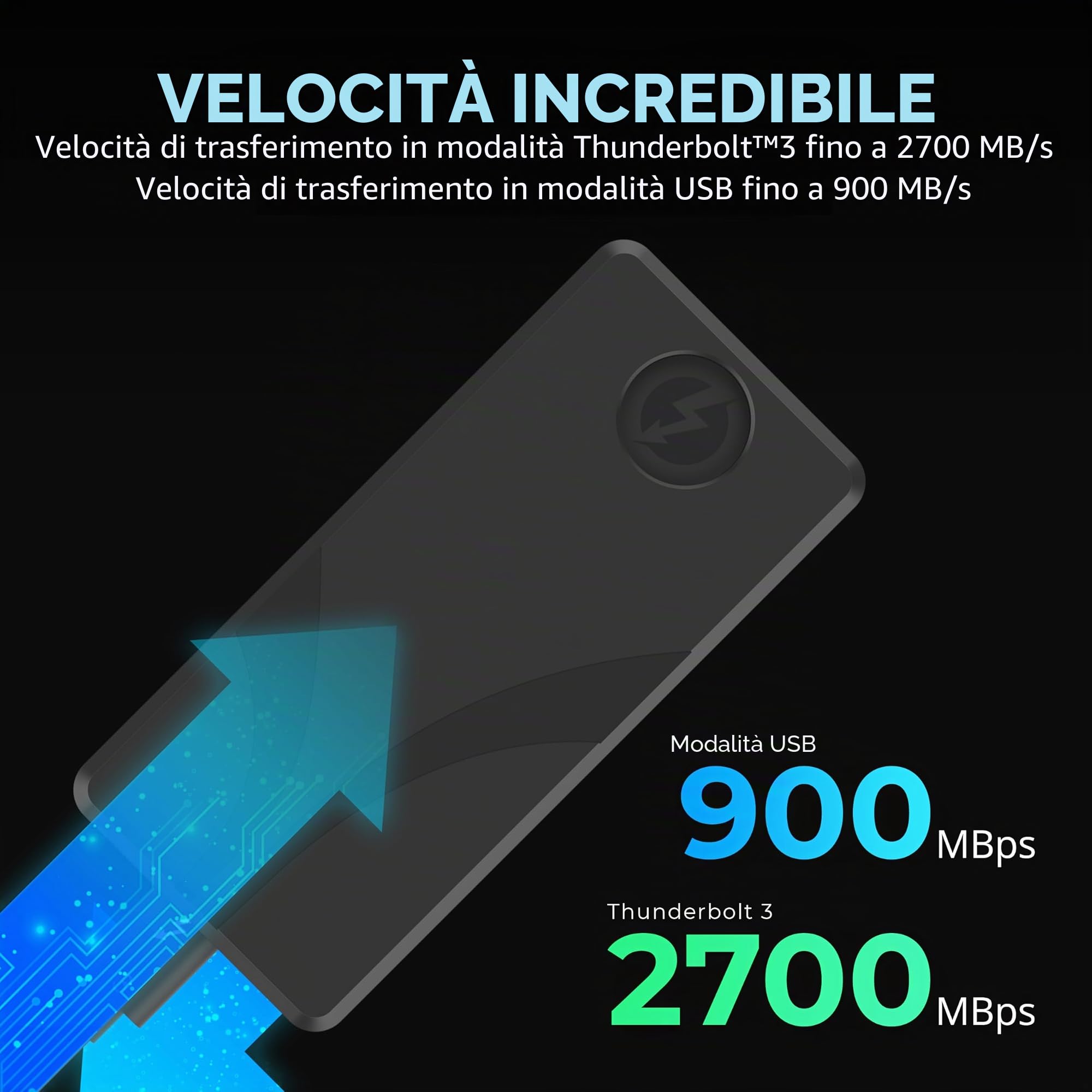 SABRENT SSD Esterno [2TB] Thunderbolt 3 in Alluminio Robusto, Compatibile USB-C (SB-XTMP-2TB)