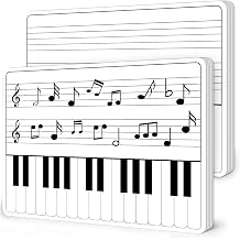 24Pcs Dry Erase Keyboard Practice Boards for Student Double Sided Musical Note Cardboard Erasable Music Staff Lined Whiteboard for Homeschool Portable Piano Teacher Teaching Tool 12" x 9"