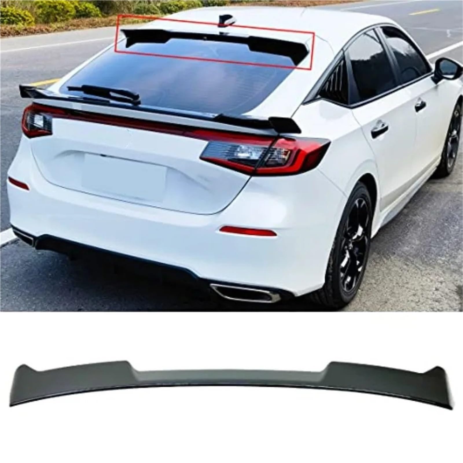 Kompatybilny z Honda Civic Hatchback błyszczący czarny tylny spojler dachowy owiewka pokrywy 2022-2026
