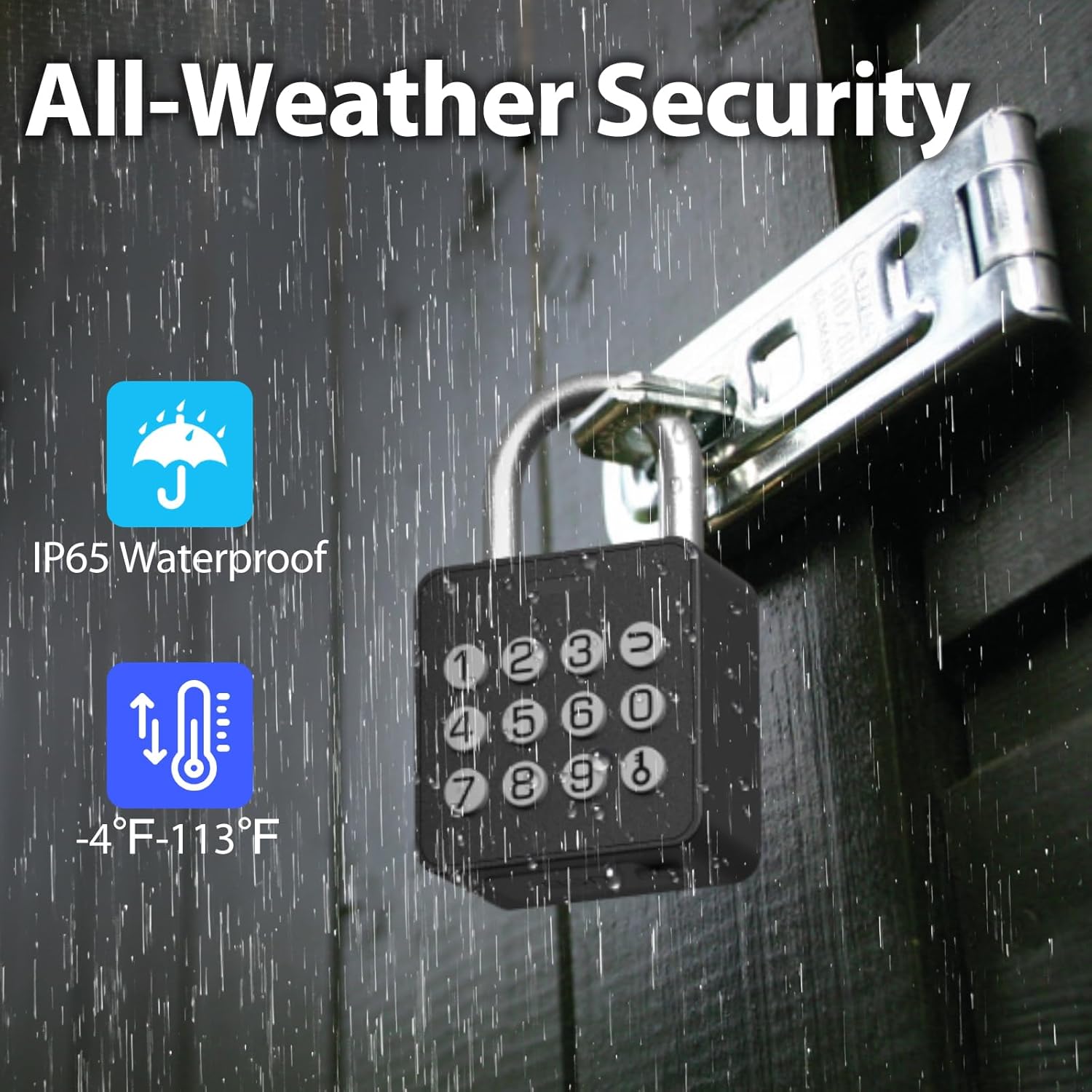 Fingerprint Padlock with Code, Combination Lock for Locker with Bluetooth APP Access, Smart Biometric Digital Waterproof Gate Lock for Outdoor Fence Gym Locker School Shed Storage