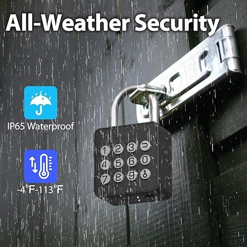 Miniatura 8 de Cerradura de combinación para casillero con huellas dactilares, bloqueo de huellas dactilares con código control de aplicación Bluetooth, bloqueo