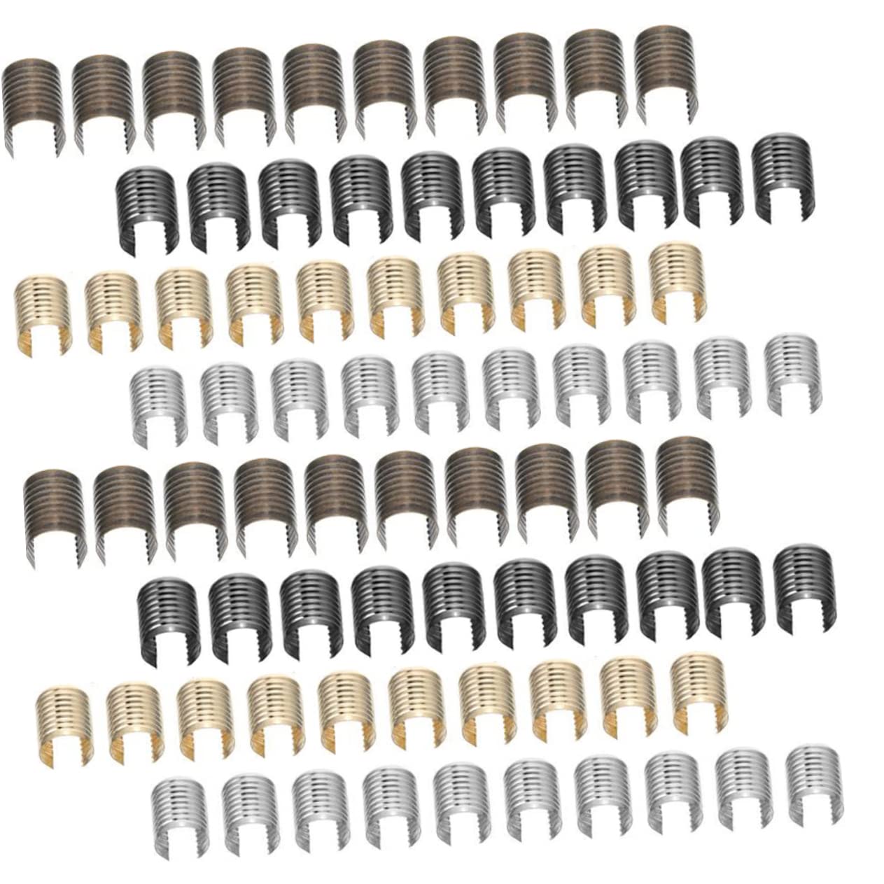 JEWEDECO Jewelry Making Supplies 160pcs Leather Rope Clips Macrame Cord Metal Fasteners Easy to Use for DIY Craft