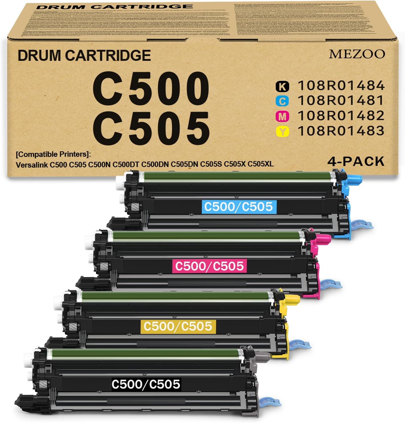 Versalink C500 C505 Drum Cartridge Replacement for Xerox 108R01484 108R01481 108R01482 108R01483 Drum Unit for Xerox Versalink C500 C505 C500N C500DT C500DN C505DN C505S C505X C505XL Printer(4-Pack)