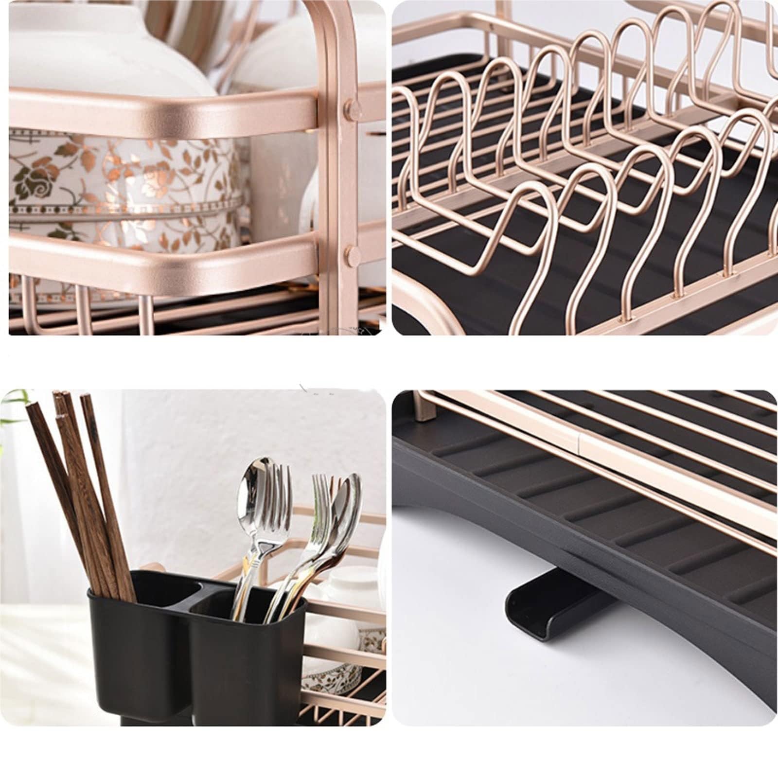 Scolapiatti in alluminio – Sottolavello da cucina, porta piatti, posate, salvaspazio, accessori per lavello – & Design elegante
