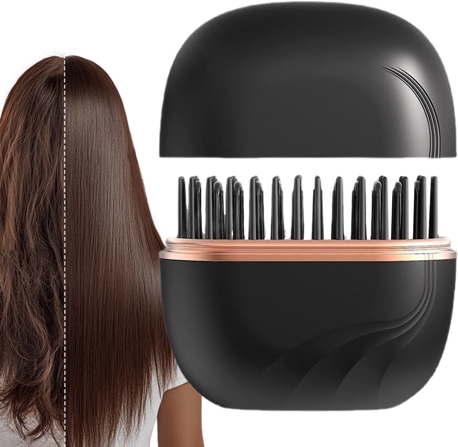Hair Straightening Comb Electric USB Type-C Rechargeable with Protective Cover, Double Layer Comb Teeth Hair Styling Comb Brush-picture-43