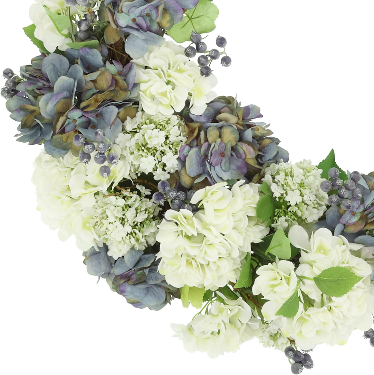 Creative Displays, 21'' Wreath Arranged with Hydrangea and Berries, Made in USA for Home or Office