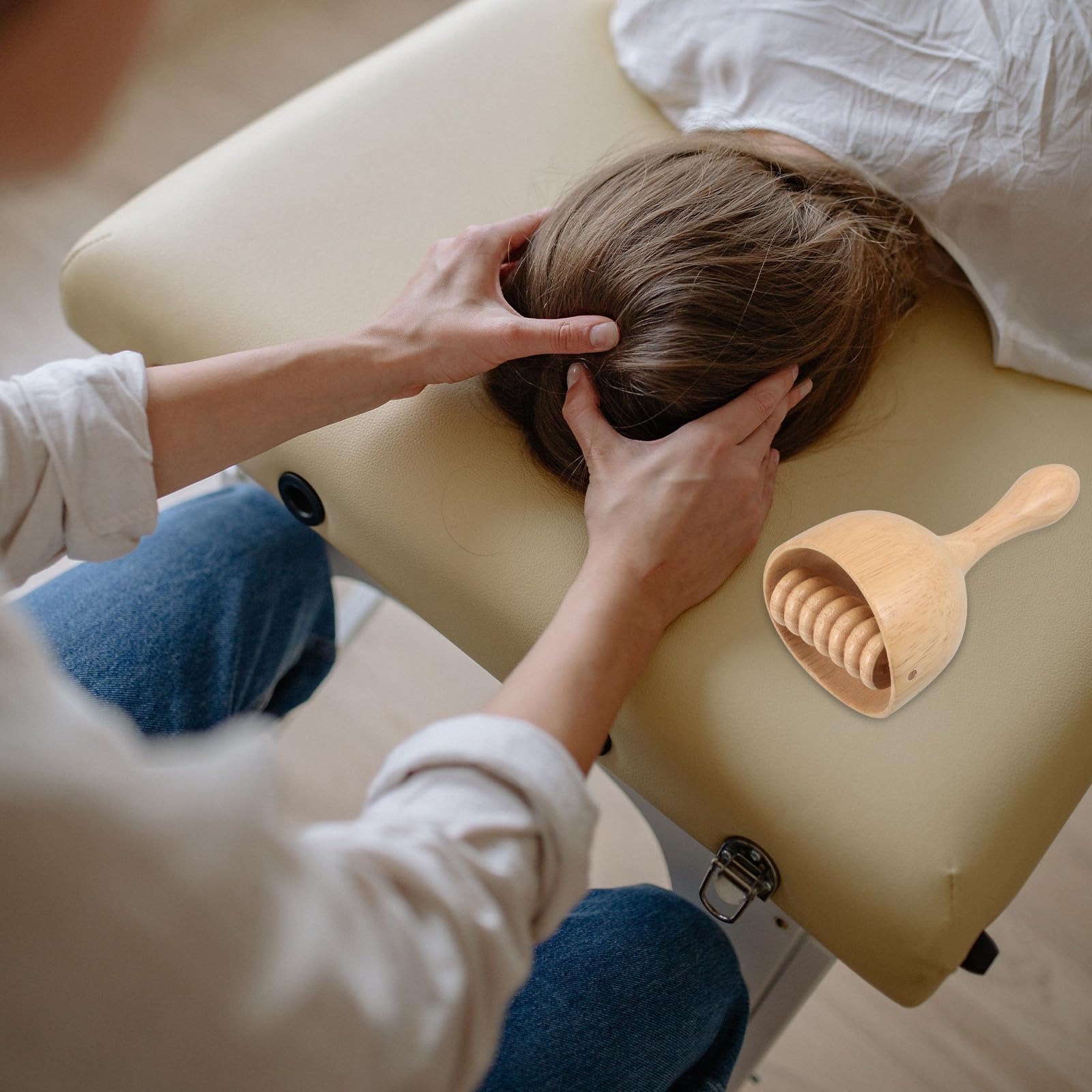 PATKAW Drewniana Bańka Do Masażu Ciała z Rolką Ergonomiczny Masażer Ręczny z Drewna Szwedzkiego Do Modelowania Sylwetki i Drenażu Limfatycznego Bezpieczne Narzędzie dla Relaksu Mięśni