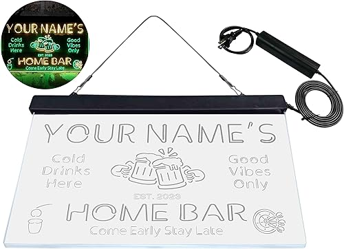 Vista 107 de ADVPRO - Letrero de luz LED de neón de doble color para el hogar, personalizado, con texto en inglés con «tu nombre y año de fundación», letrero