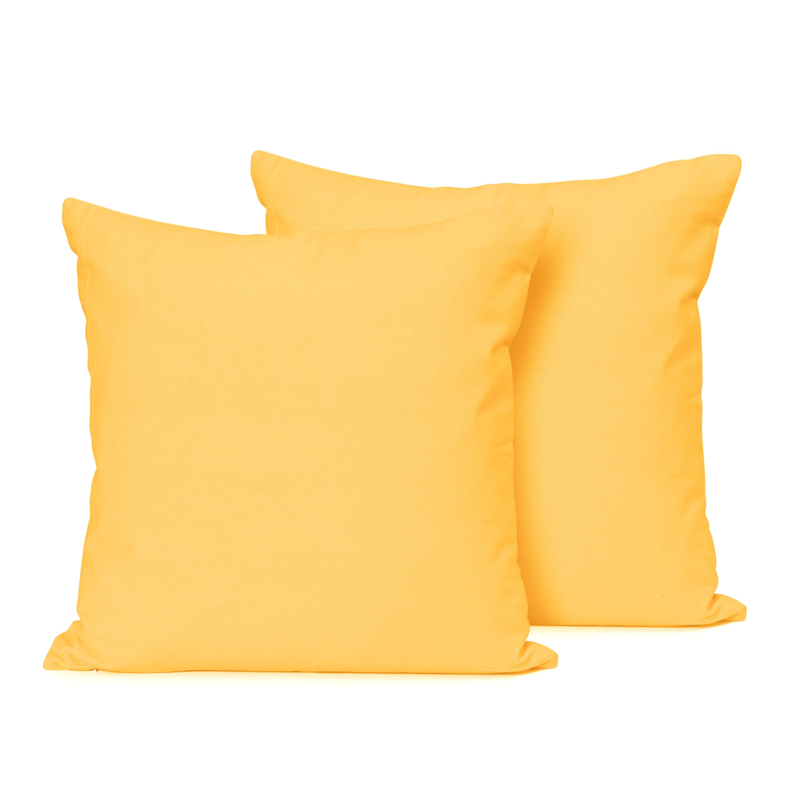 RIANGI Cotton Throw Pillow Covers With Zipper Cushion Covers 45cm X 45cm - No Inserts - Living Room, Bed, Sofa, Couch - Boho Home Decor - Cushion Cover/pillowcases Sunbeam Yellow 18" X 18" (pack Of 2)
