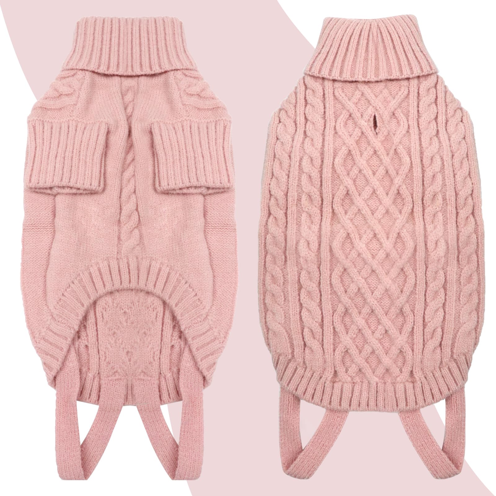 LiebeDD Maglioncino Cane Taglia Piccola - Classico Maglione Cane Caldo Lavoro a Maglia Cane con Foro per Guinzaglio, Maglioncino per Cani Mini Bassotto Barboncino (Rosa S)