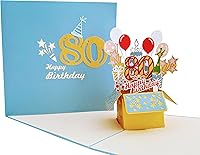 Vista 9 de iGifts And Cards Tarjeta de felicitación emergente 3D con caja de fiesta de cumpleaños número 80, increíble, globos, único, celebración, feliz