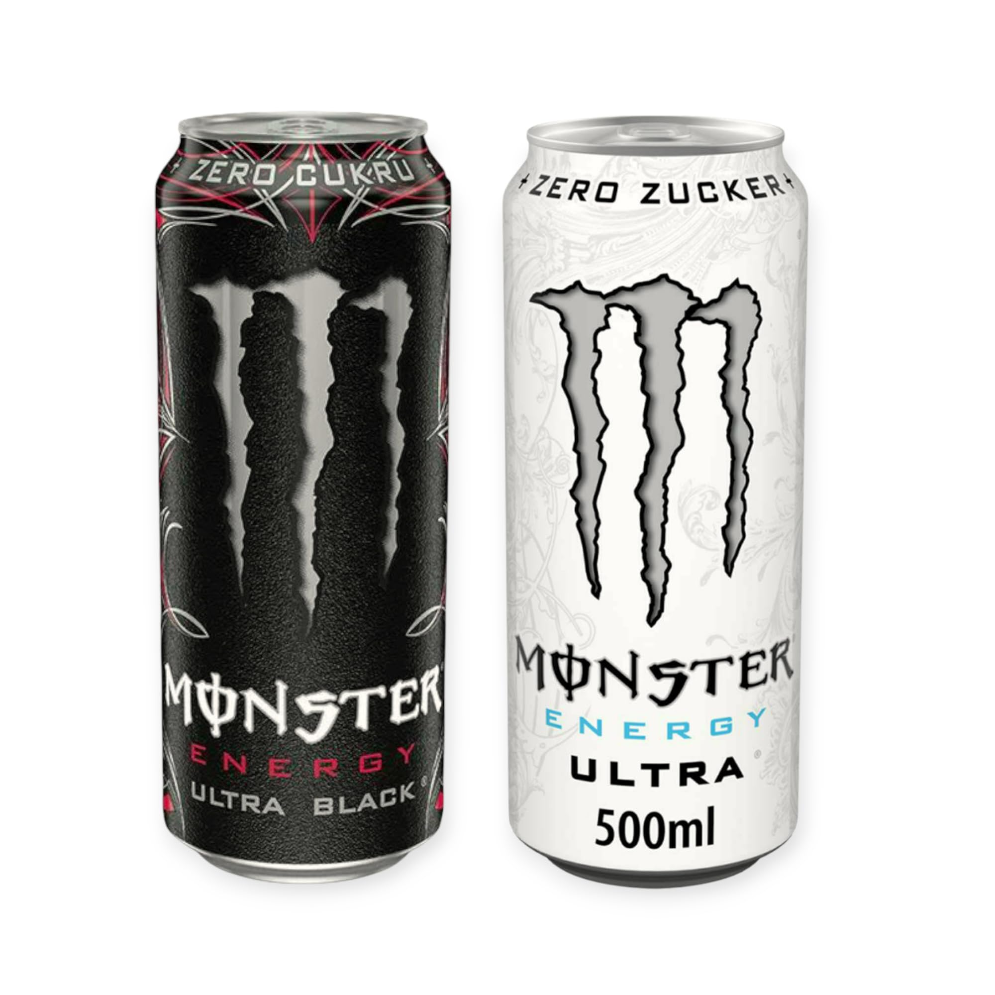 Monster Energy Mix – Ultra Black & Ultra White |24 x 500ml Dosen | Zuckerfrei | Energy Drink mit Koffein & Vitaminen- Inkl. Haus der Biere Berlin Bierdeckel