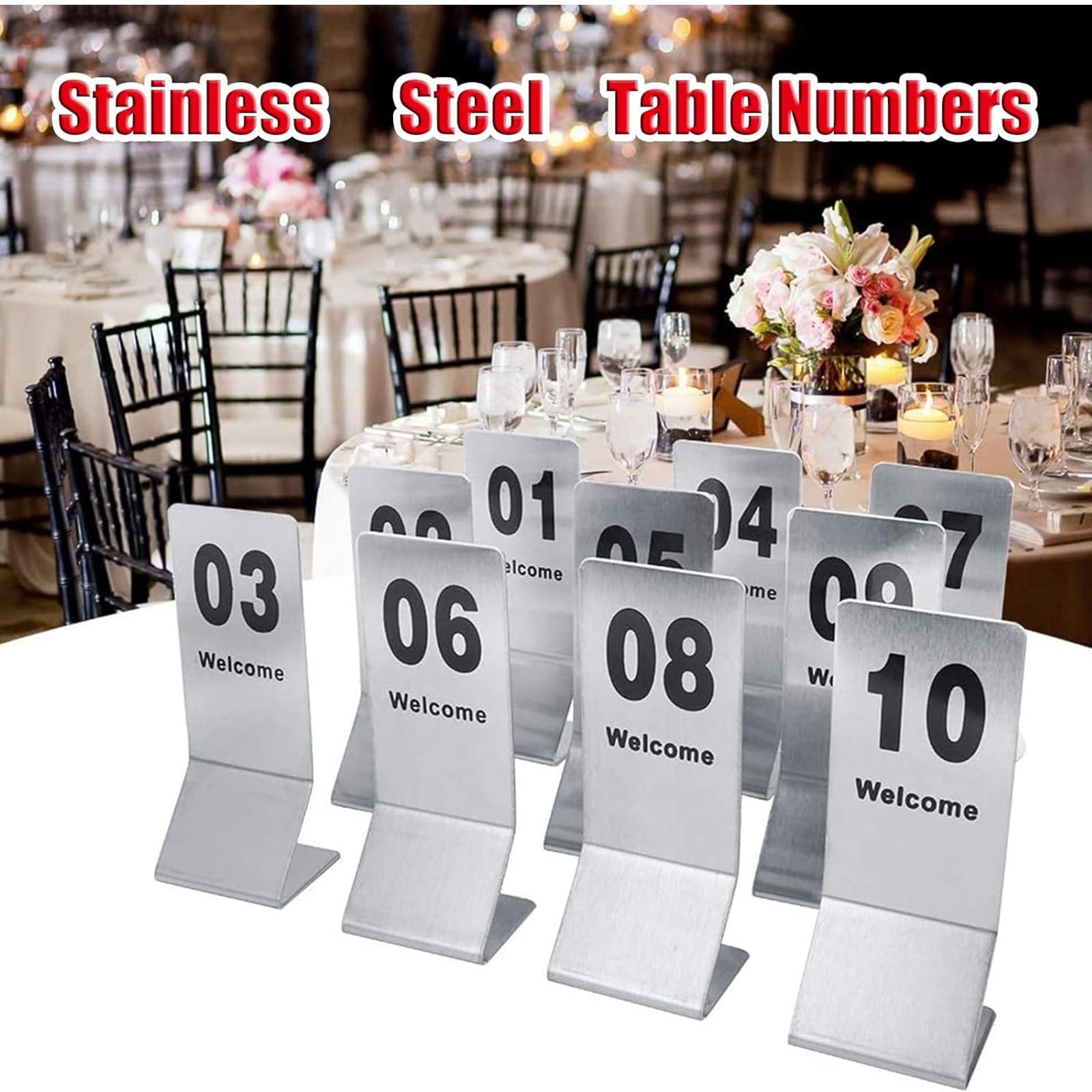 Metall-Tischnummernständer 1–25 1–50, Edelstahl-Tischnummernschilder für Restaurants – leicht zu reinigen und wiederverwendbar – für Hochzeiten, Empfänge, Cafés, Bistros, Sitzplatzkarten (1 25) (1 25