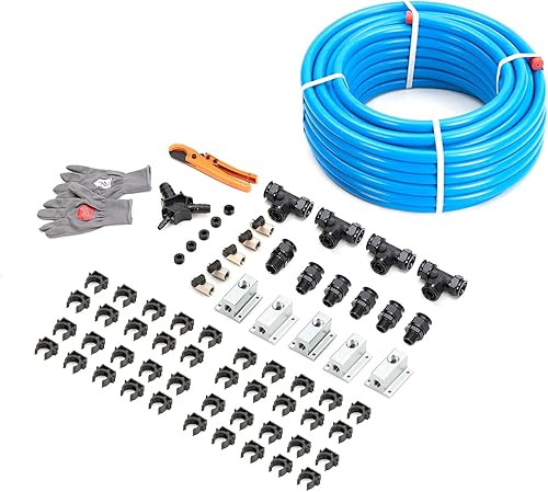 Shop Kit de línea de aire de 34 pulgadas x 200 pies, 5 vías de salida de HDPE, tuberías de compresor de aire de aluminio para garaje, a prueba de