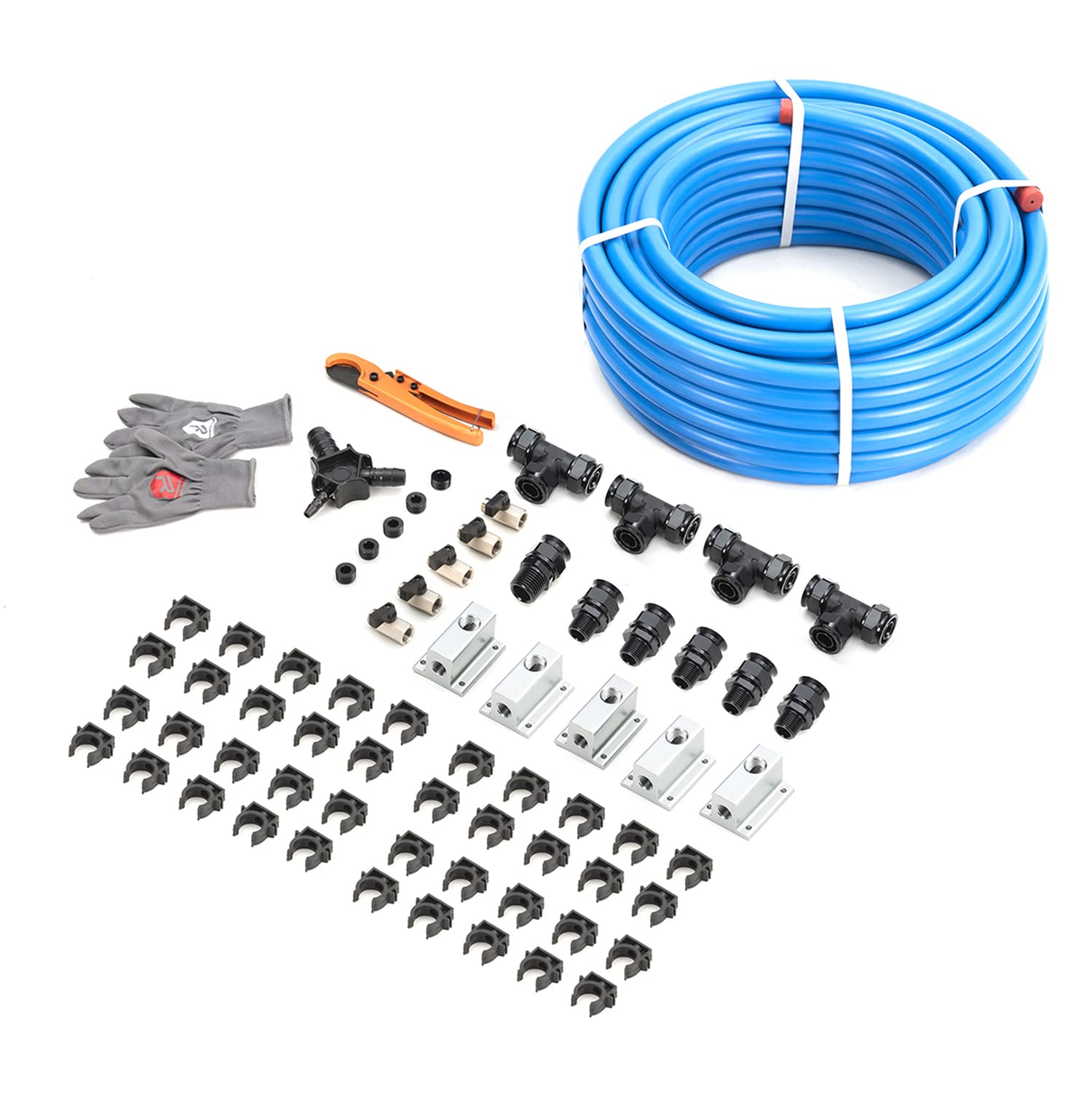 Shop Air Line Kit 3/4" x 200ft 5-Ways Out HDPE Aluminum Air Compressor Piping for Garage LeakProof&Easy to Install Air Hose Kit Air Compressor Accessories 200PSI ASTM F1282