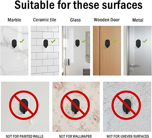 Miniatura 8 de Ganchos adhesivos de pared para colgar, paquete de 12 unidades, instalación sin taladro, ganchos extraíbles de acero inoxidable para baño, cocina,