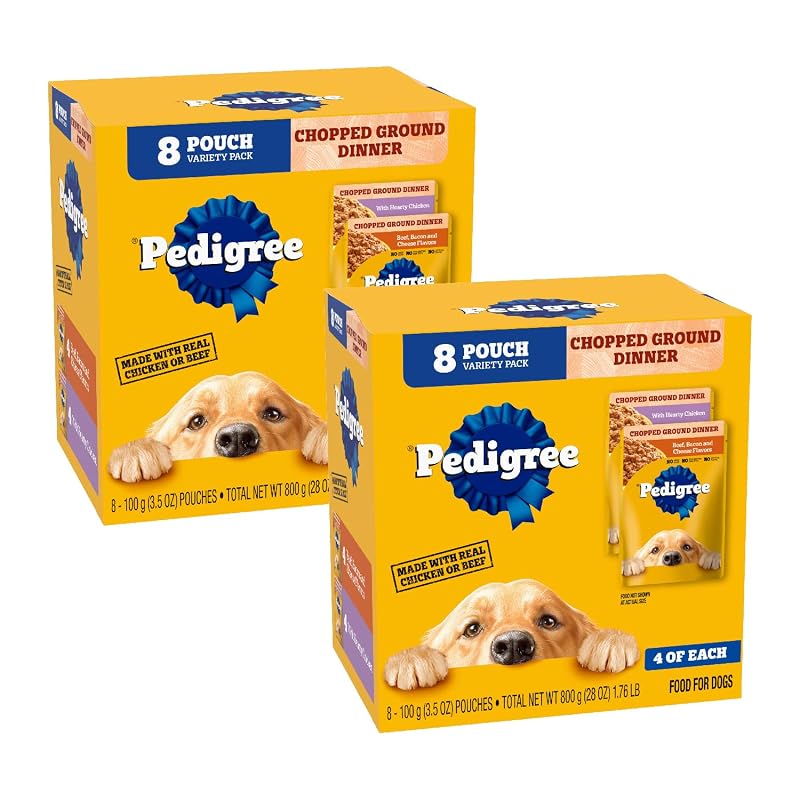 Ração úmida Pedigree para cães adultos, frango e carne bovina, sachês de 99 g, pacote com 16