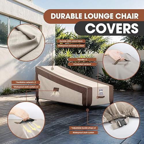 Miniatura 4 de HAMLER Funda para silla de descanso, resistente al agua, para exteriores, muebles de patio, se adapta a hasta 86 pulgadas de largo x 36 pulgadas de