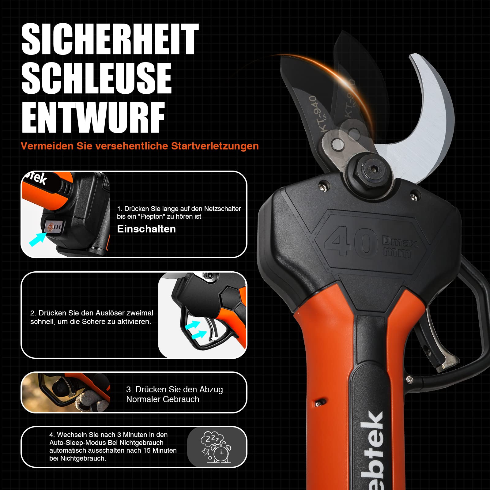 Kebtek Potatore elettrico KT940 da 40 mm (solo macchina utensile nudo)