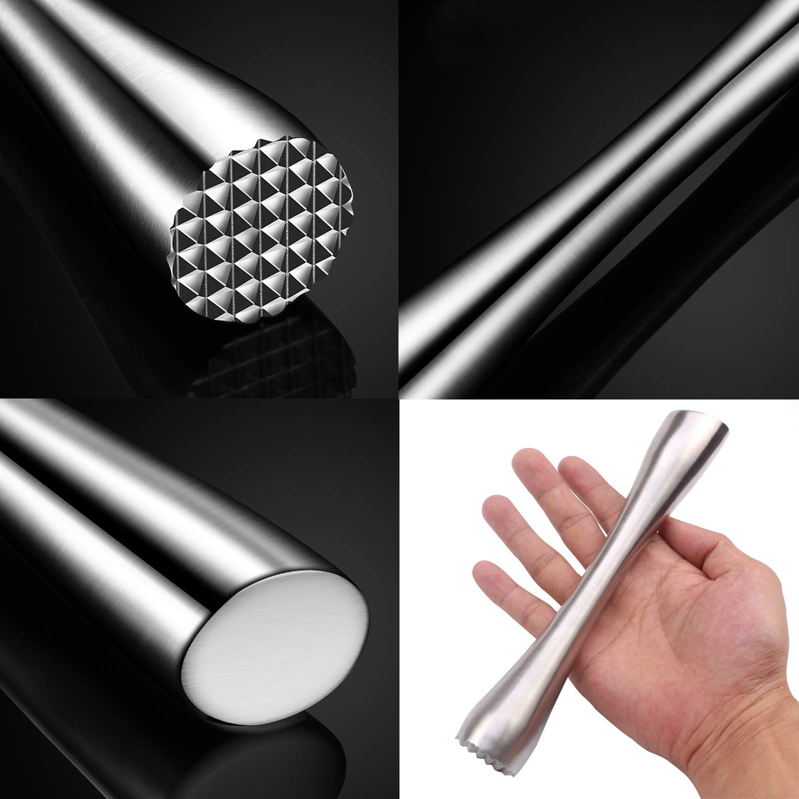 Machacador De Cócteles De Acero Inoxidable Martillo De Hielo Triturado con Dos Cabezas De Textura Diferente, Duraderas, para Bar, Restaurante, Hotel, Familia, Limones, Cubitos De Hielo, Purés—Plata