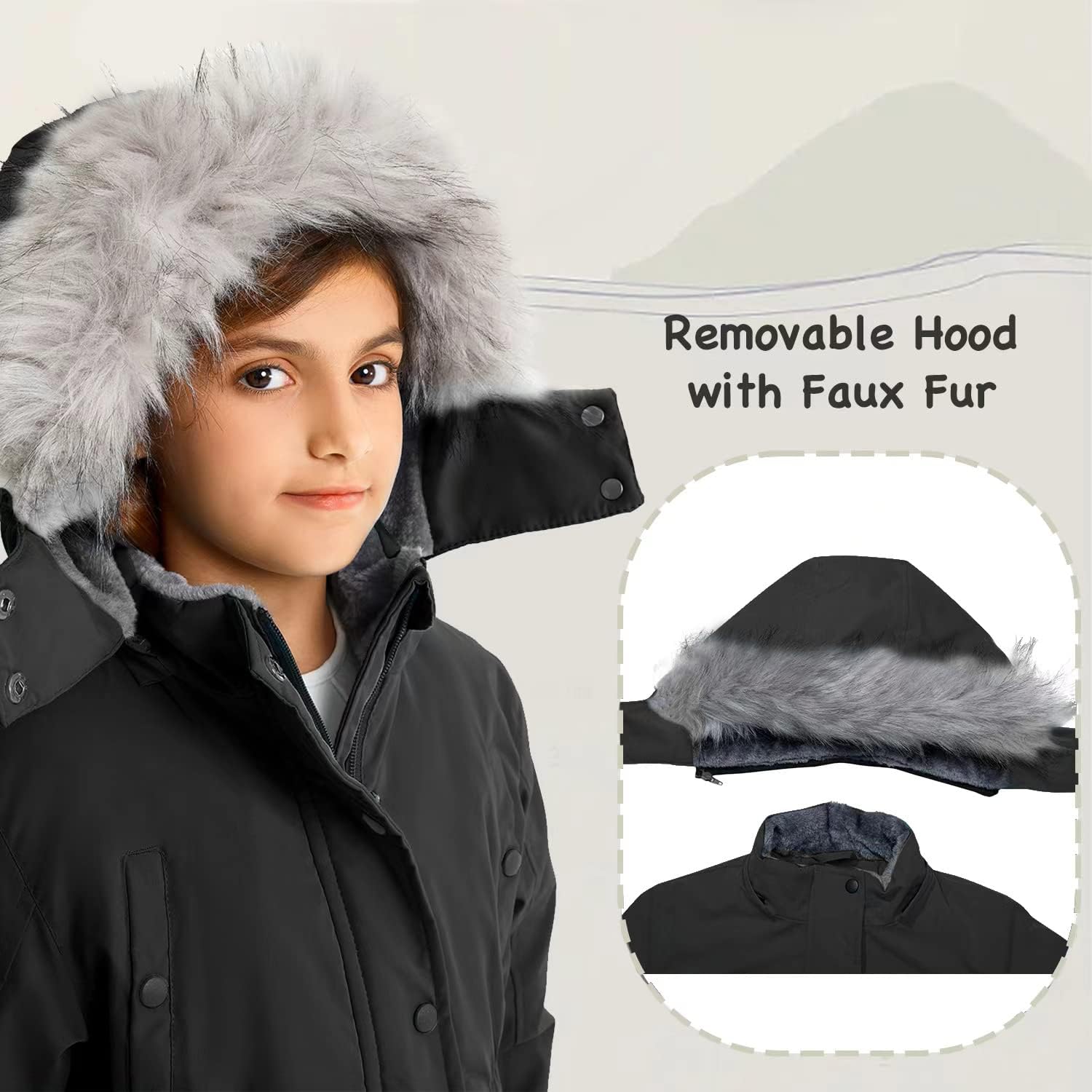 FARVALUE Girls' Long Winter Coats Warm Parka Lined Puffer Jacket Thicken Fleece Hooded Coat with Fur Collar for Girls - Image 5