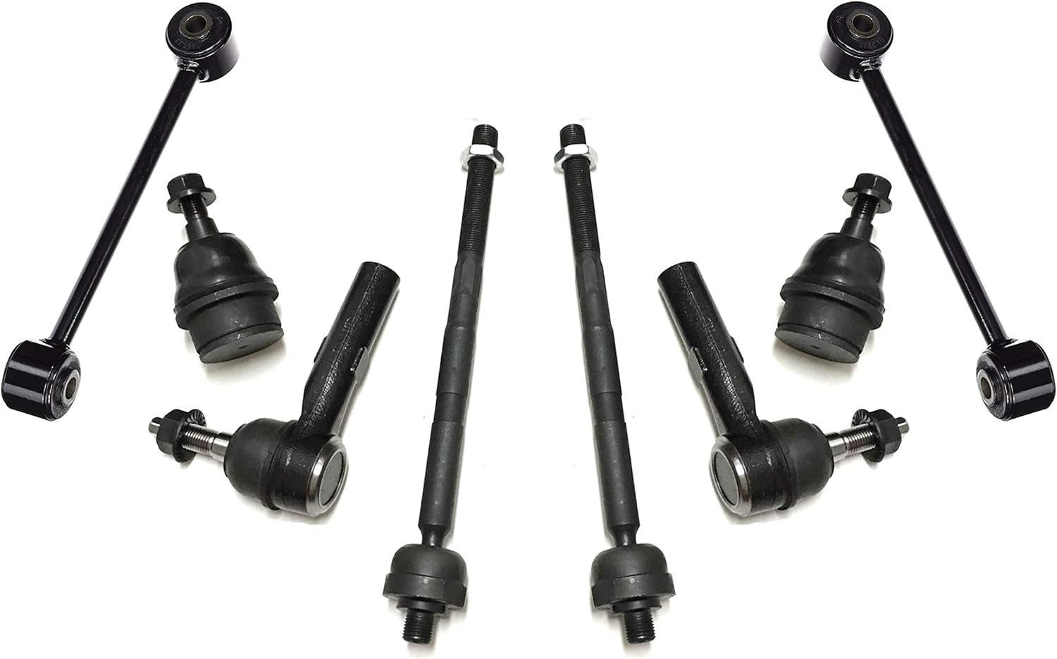 PartsW - 8 Pc Lower Ball Joints Inner Outer Tie Rod Ends Sway Bars Complete Suspension Kit