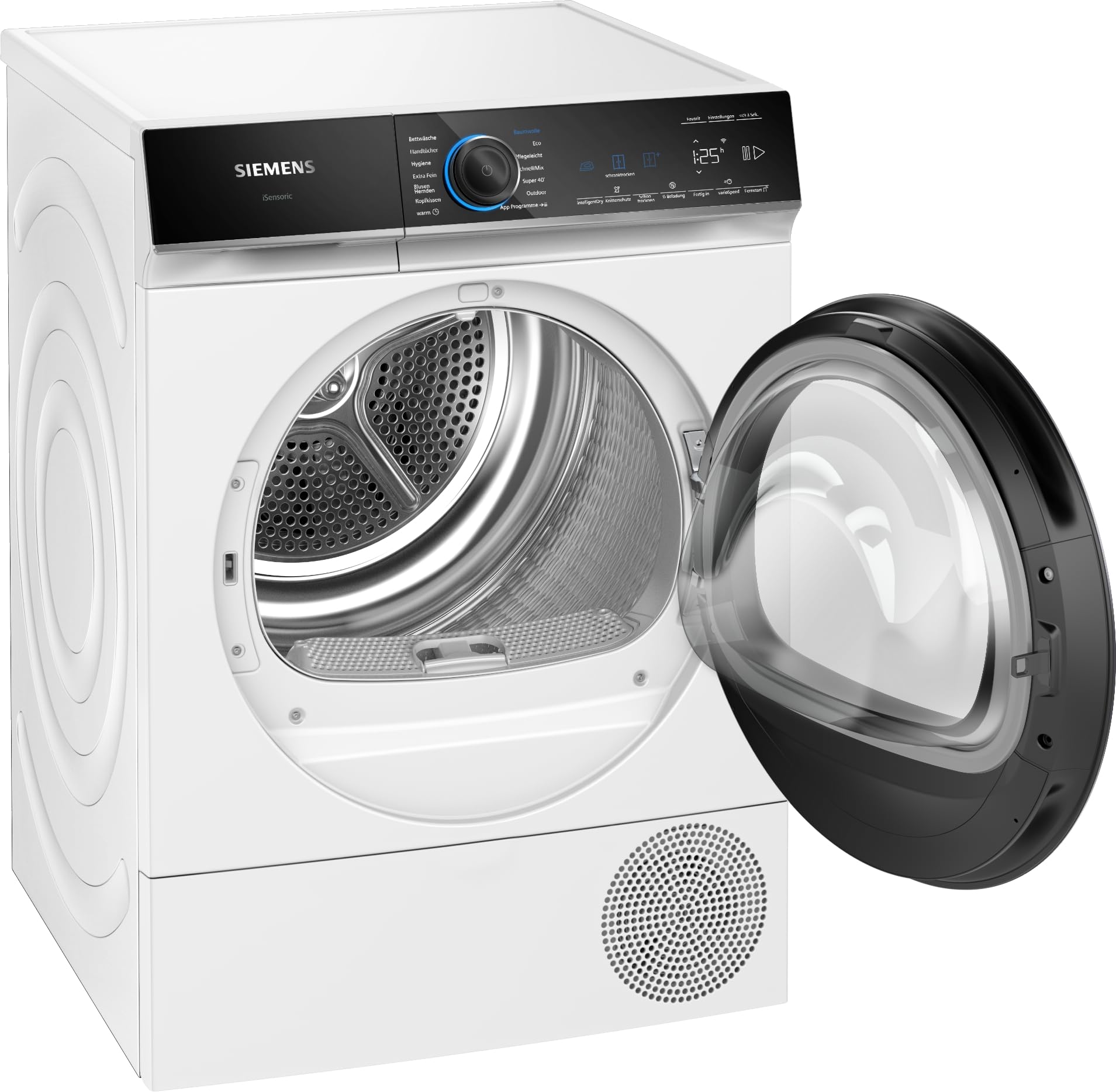 Siemens WQ46B2D41 iQ700 Sèche-linge à pompe à chaleur 9 kg, extrêmement silencieux, varioSpeed, demi-charge, protection anti-froissement, autoDry, connexion à la machine à laver via Home Connect