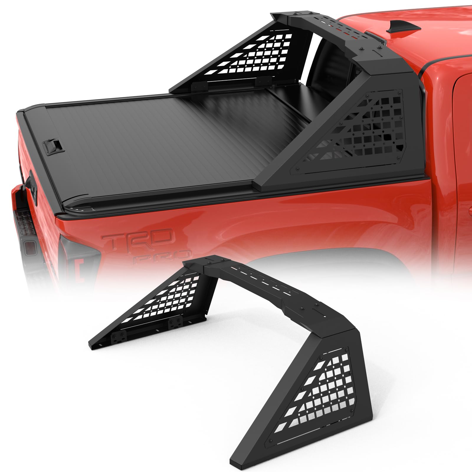 Adjustable Sport Roll Bar Compatible with Retractable Hard Tonneau | Compatible with Mid-Size Trucks Tacoma, Ranger, Colorado, Canyon, Frontier | No Drilling Installation | Three Installation Methods