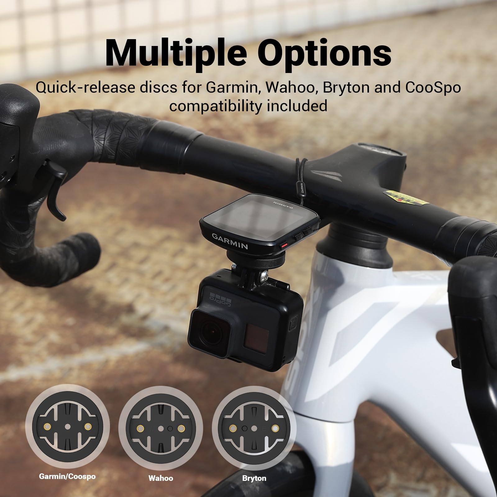 CooSpo Uchwyt na komputer rowerowy, szybkie mocowanie do komputera rowerowego Garmin, Wahoo, Bryton, kompatybilny z gopro, uchwyt rowerowy z przodu