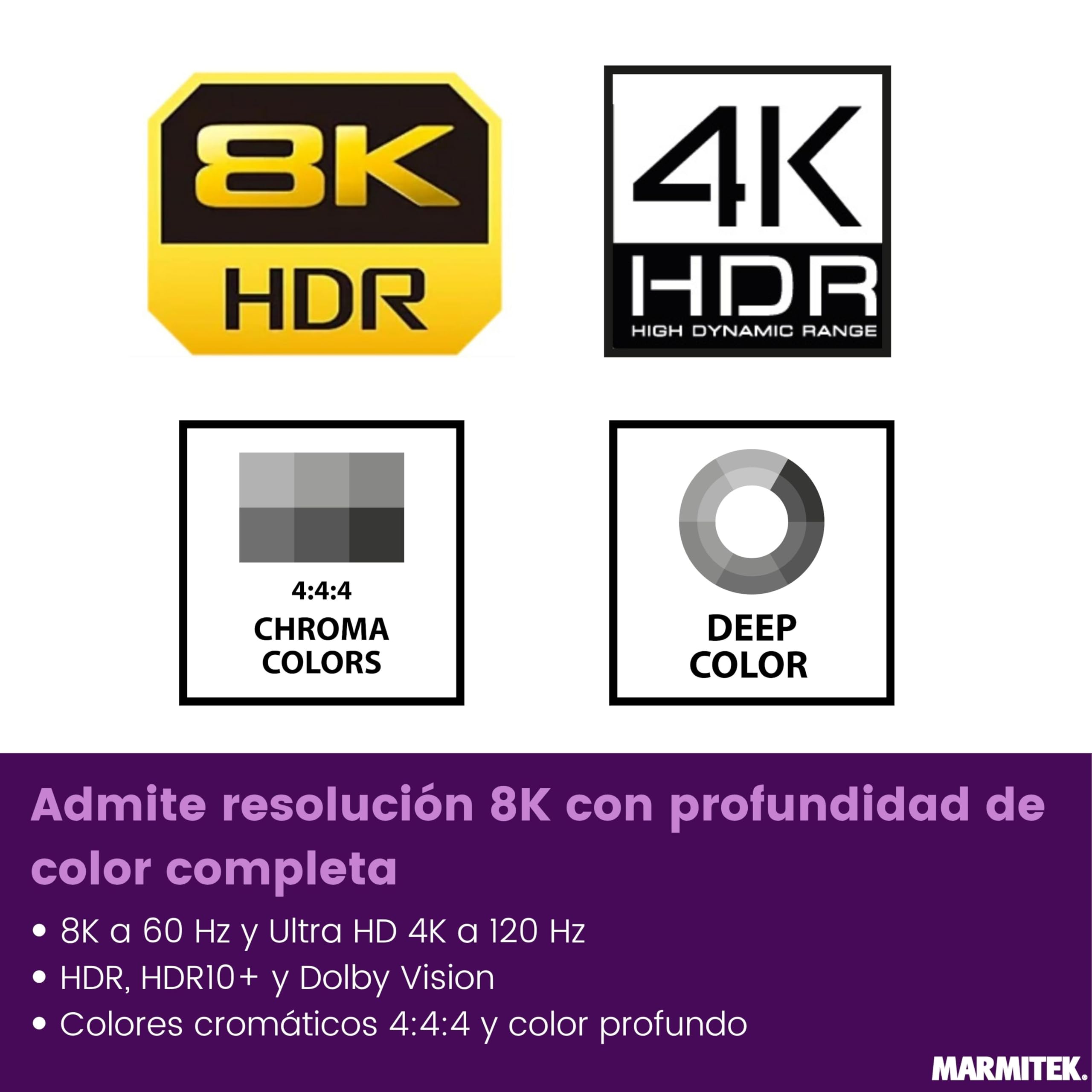 Switch HDMI 8K60 Marmitek AS28-4K120 Gaming Fluido - HDMI 2.1 2 entradas 1 Salida - 48 Gbit/s VRR ALLM QMS QFT - conmutación automática - selector HDMI