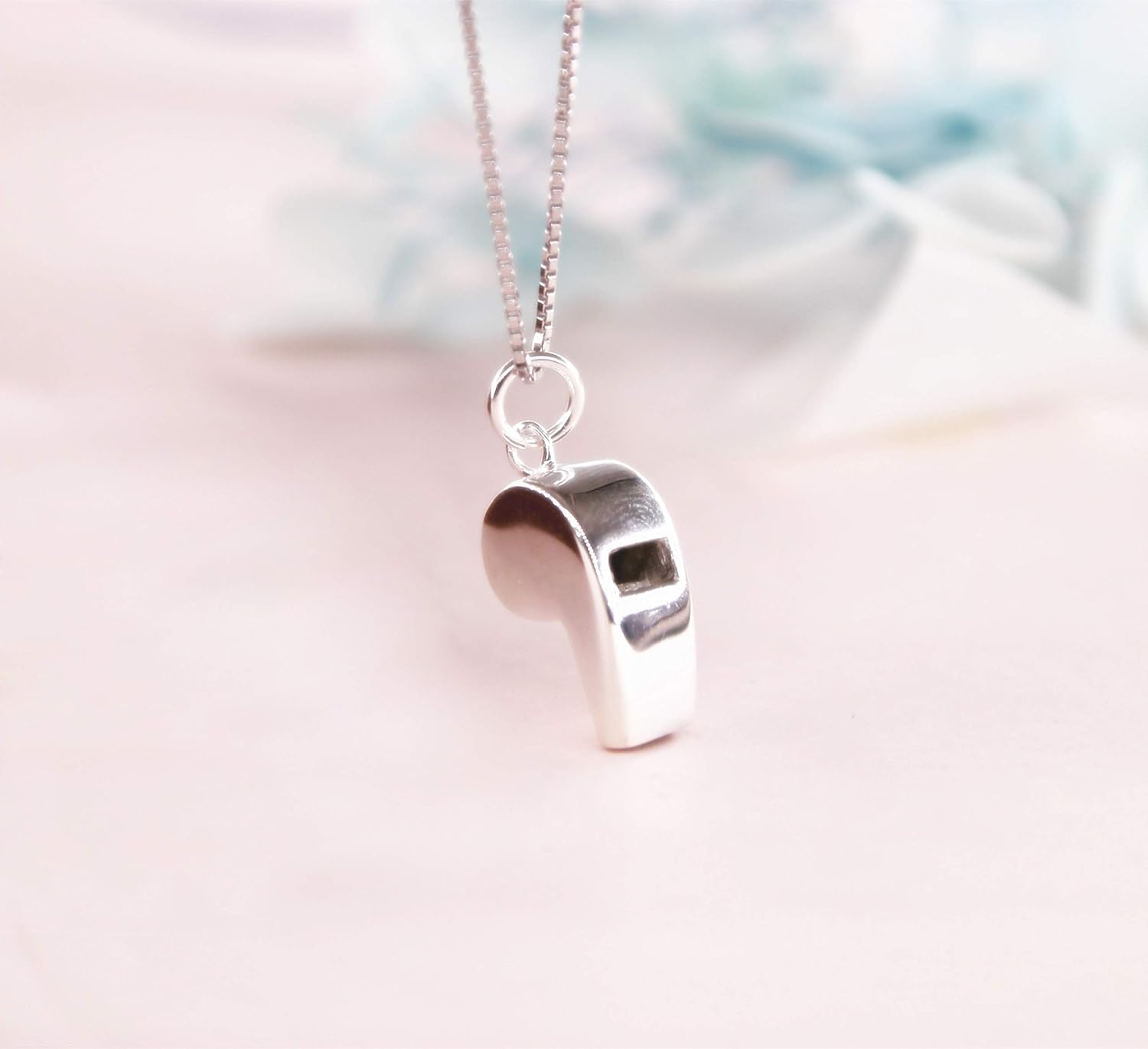 Helen de Lete Lovely Whistle Shape Sterling Silver Necklace for both Men and Women(Not A Real Whistle)