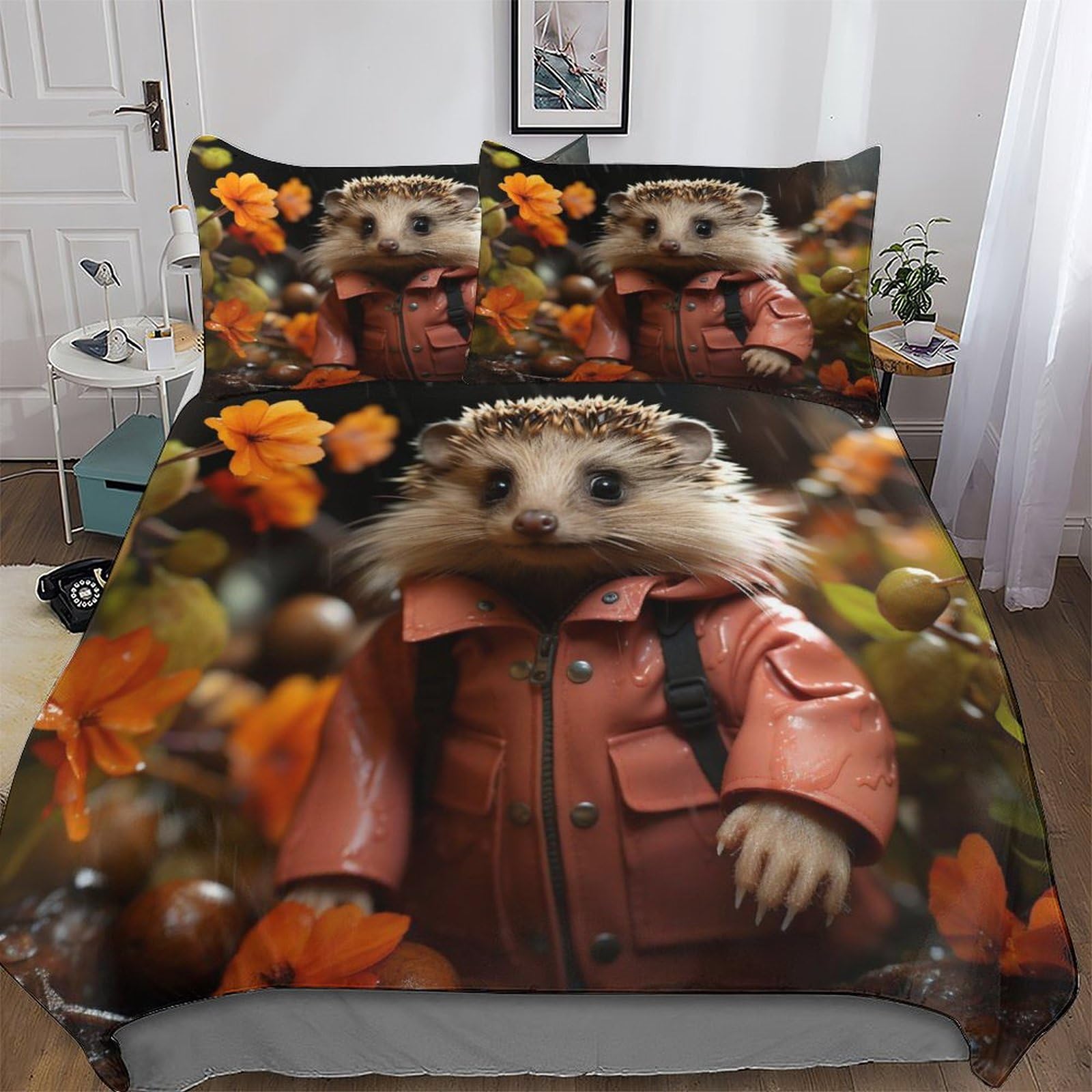 Housse de couette hérisson pour lit King Size une ambiance de forêt douce