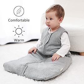 Mosebears Sleep Sack Baby Winter Wearable Blanket with 2-Way Zipper,2.5 TOG Cotton Sleep Sack Unisex (Grey, 18-24 Months)