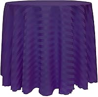 Vista 56 de ULTIMATE TEXTILE Mantel redondo de rayas satinadas de 72 pulgadas, color azul marino