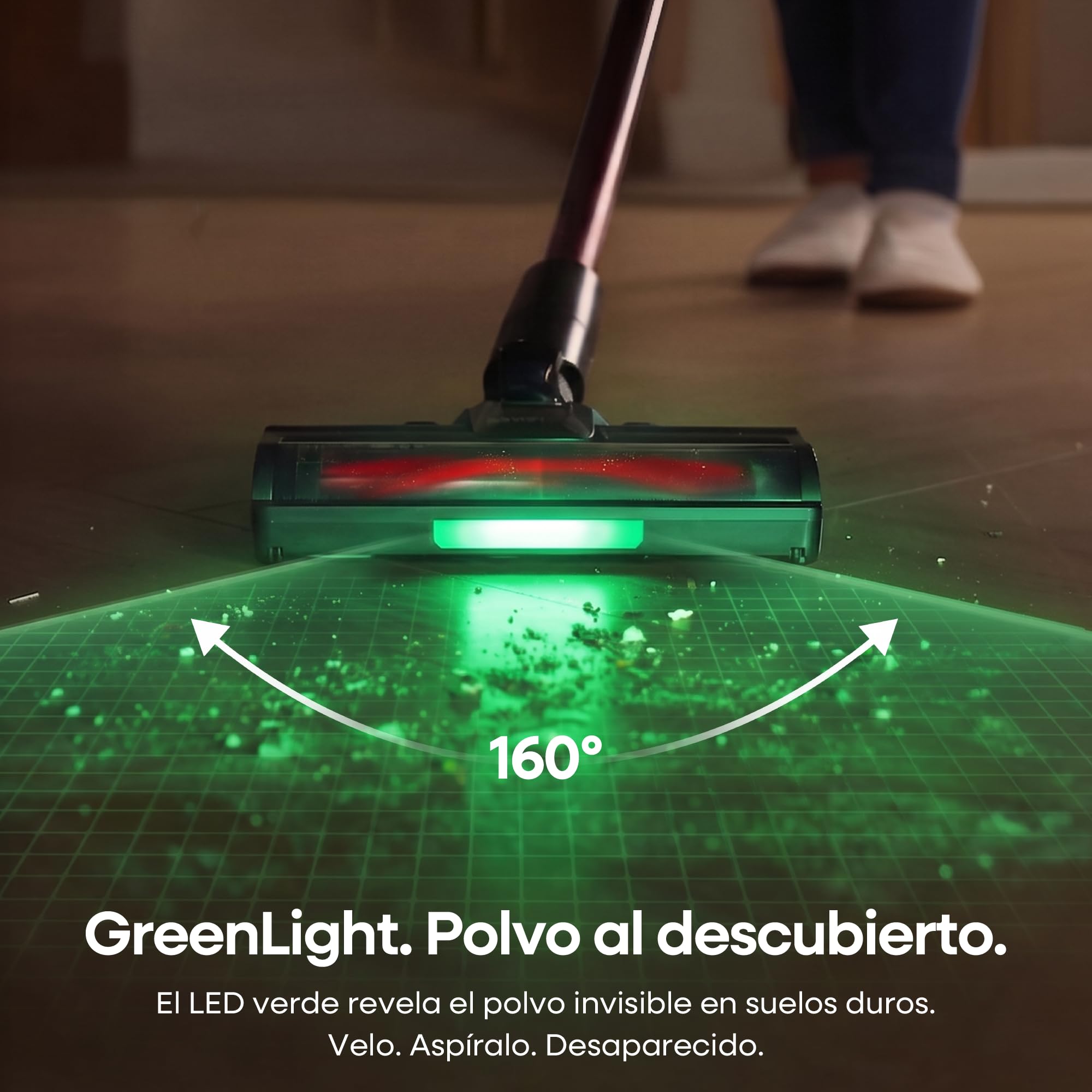 FAMIVAC FV3 Aspiradora sin Cable 60KPa/50Min/120㎡, Barra Plegable, Autoportante con Cepillo Antienredo y Luz Verde, Ligero de 1.5KG, Aspiradora de Mano para Suelos/Alfombras/Pelos/Coche