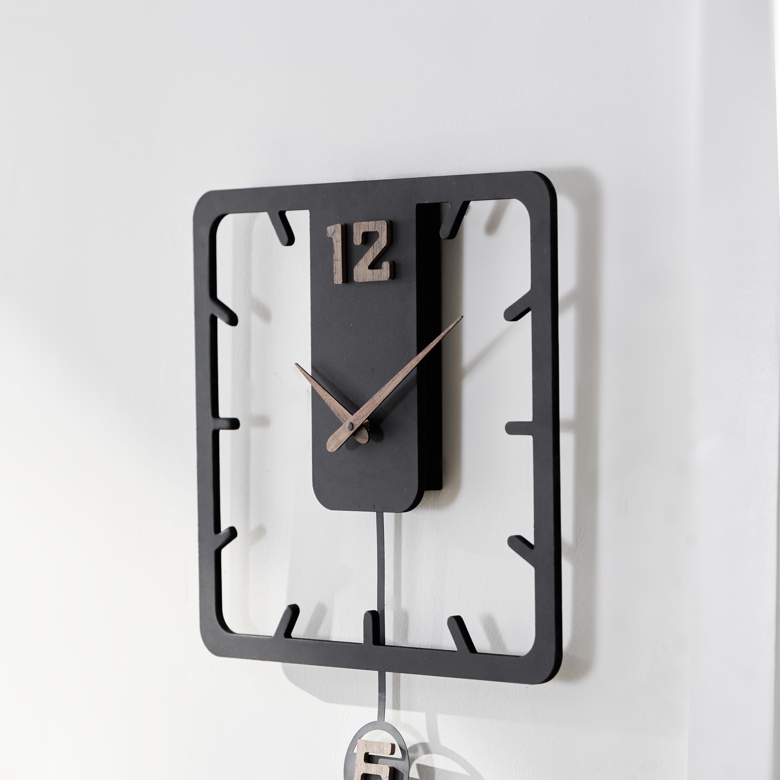 K&L Wall Art Große Pendeluhr Holz Wanduhr leise Holzwanduhr Vintage Holzuhr lautlos Uhrwerk ohne Tick-Geräusche