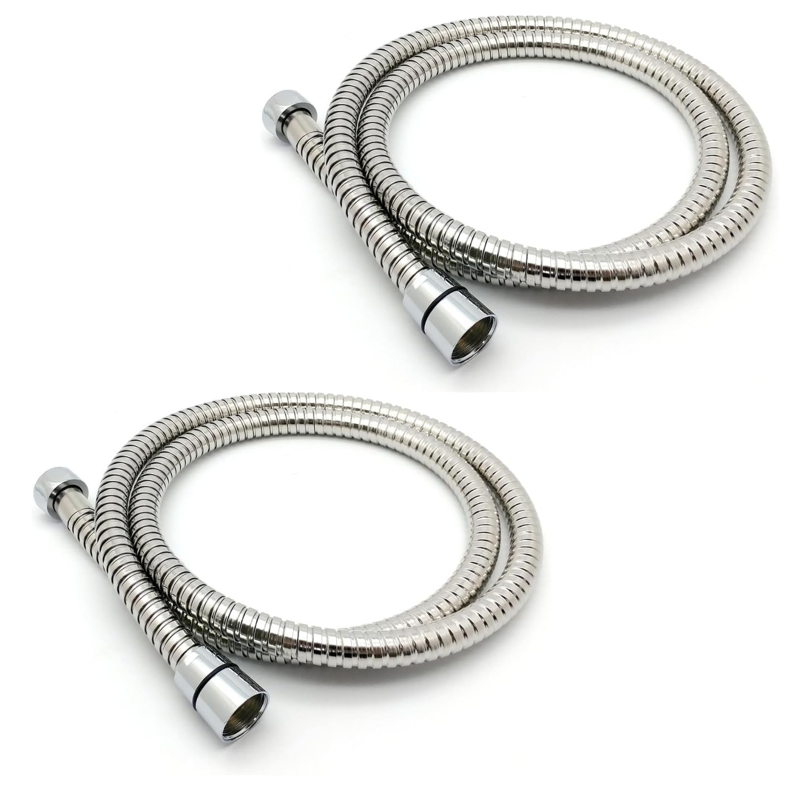 Xcel Home 2X Leakproof Flexible Stainless Steel Anti-Kink Shower Hoses with Solid Connector (1.2m Long)