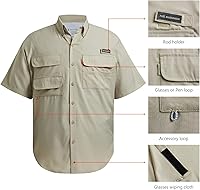 Vista 37 de BASSDASH UPF 50 Camisa de vestir para pesca de manga corta con botones para hombre, tejida, de manga corta, para exterior
