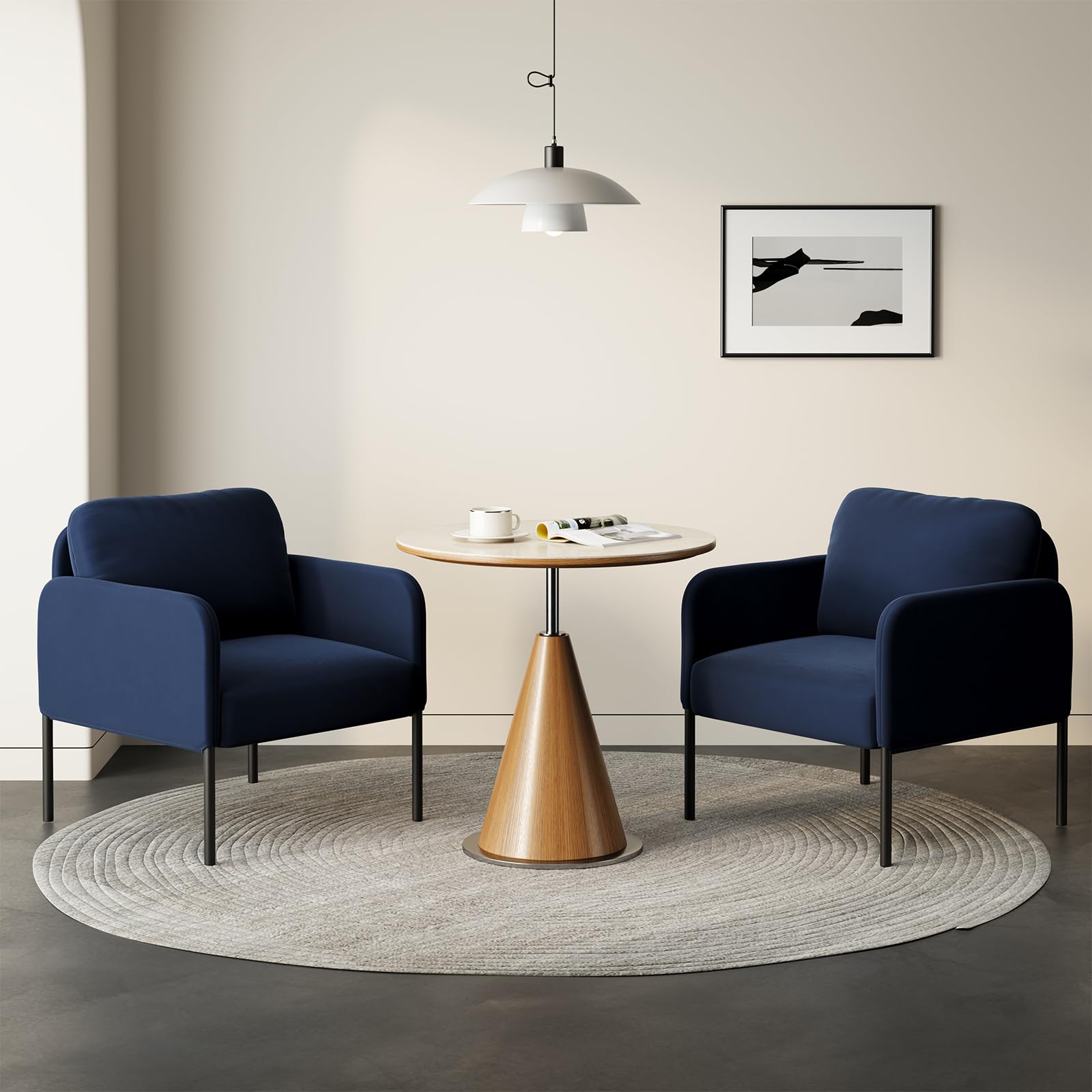 COLAMY Sillón de Terciopelo Acolchado para los oídos – Sillón Moderno con Respaldo Suave, cómodo sillón para salón, Dormitorio, apartamento y rincón de Lectura, Color Azul