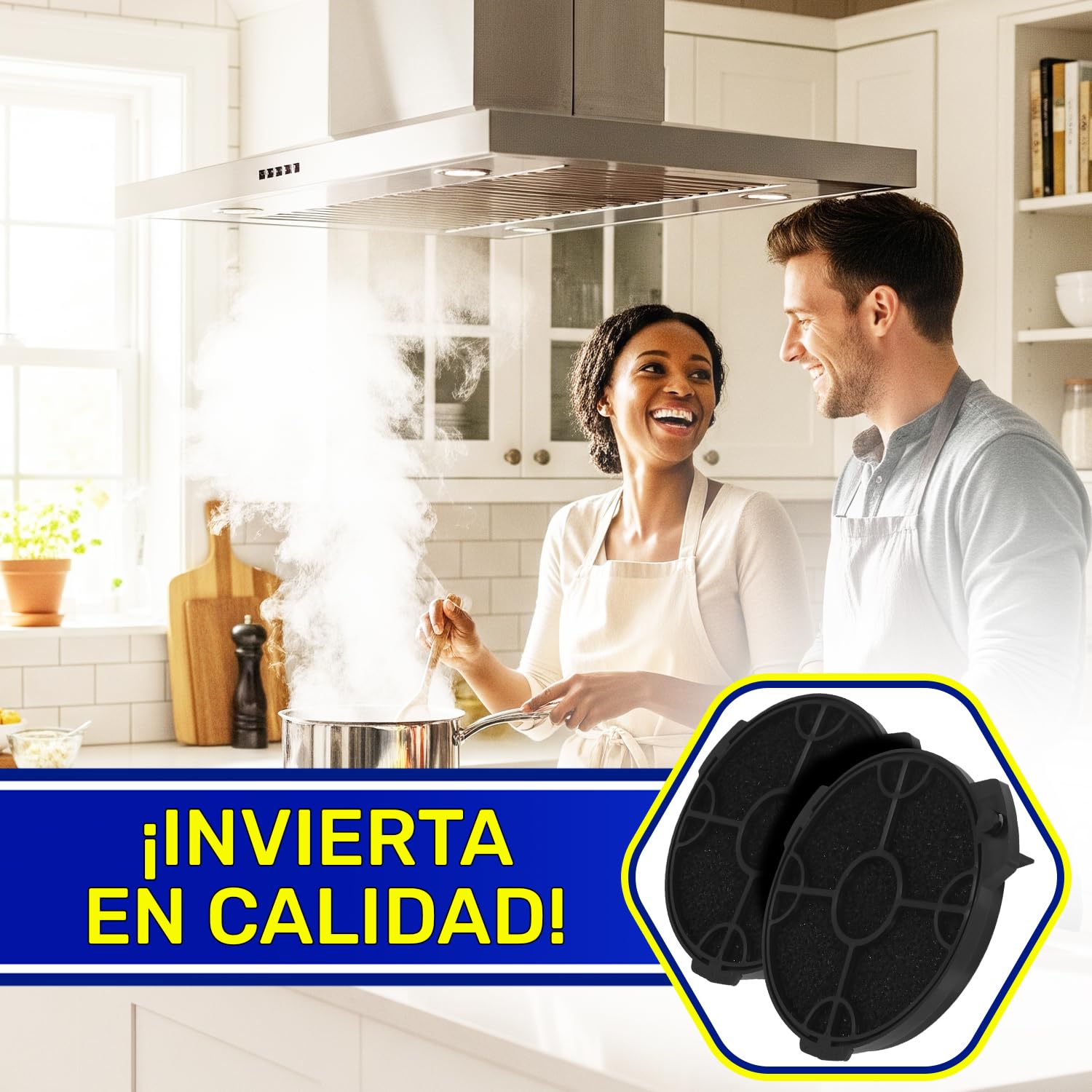 2 Piezas Filtros Carbon Campana Extractora Ø130 mm ART00801 para B&Q | 02859394 para B&Q para Cata para Cooke & Lewis para Designair para Elica para MyAppliances - MONTERAL