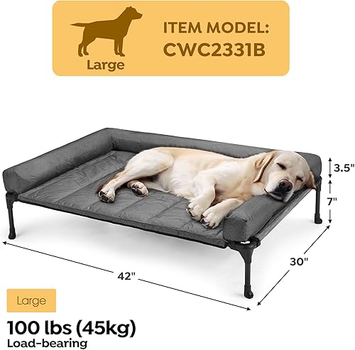 Miniatura 2 de Veehoo - Cama elevada refrescante para perro, cojín impermeable removible, malla transpirable Teslin, patas antideslizantes, diseño de sofá para