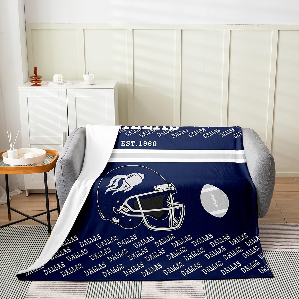 Feelyou American Football Plush Throw Blanket Dallas Flannel Blanket Twin 60"x80" Football City Gift All Season for Couch Bed Sofa Bedroom Decor